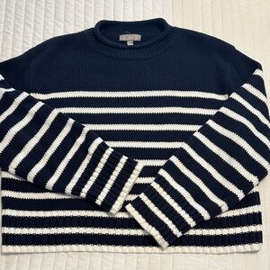 J. Crew Men's Striped Crewneck Sweater - Navy and White